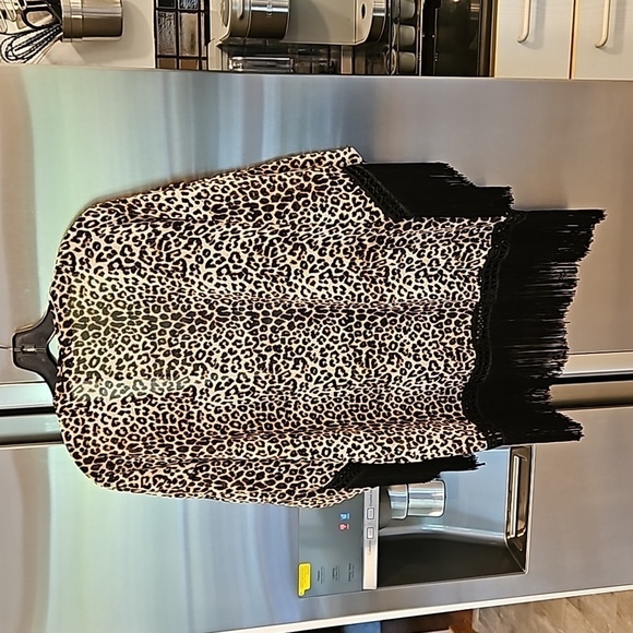 💕VERONICA M💕 Fringe Leopard Print Kimono Medium NWOT - Picture 2 of 13